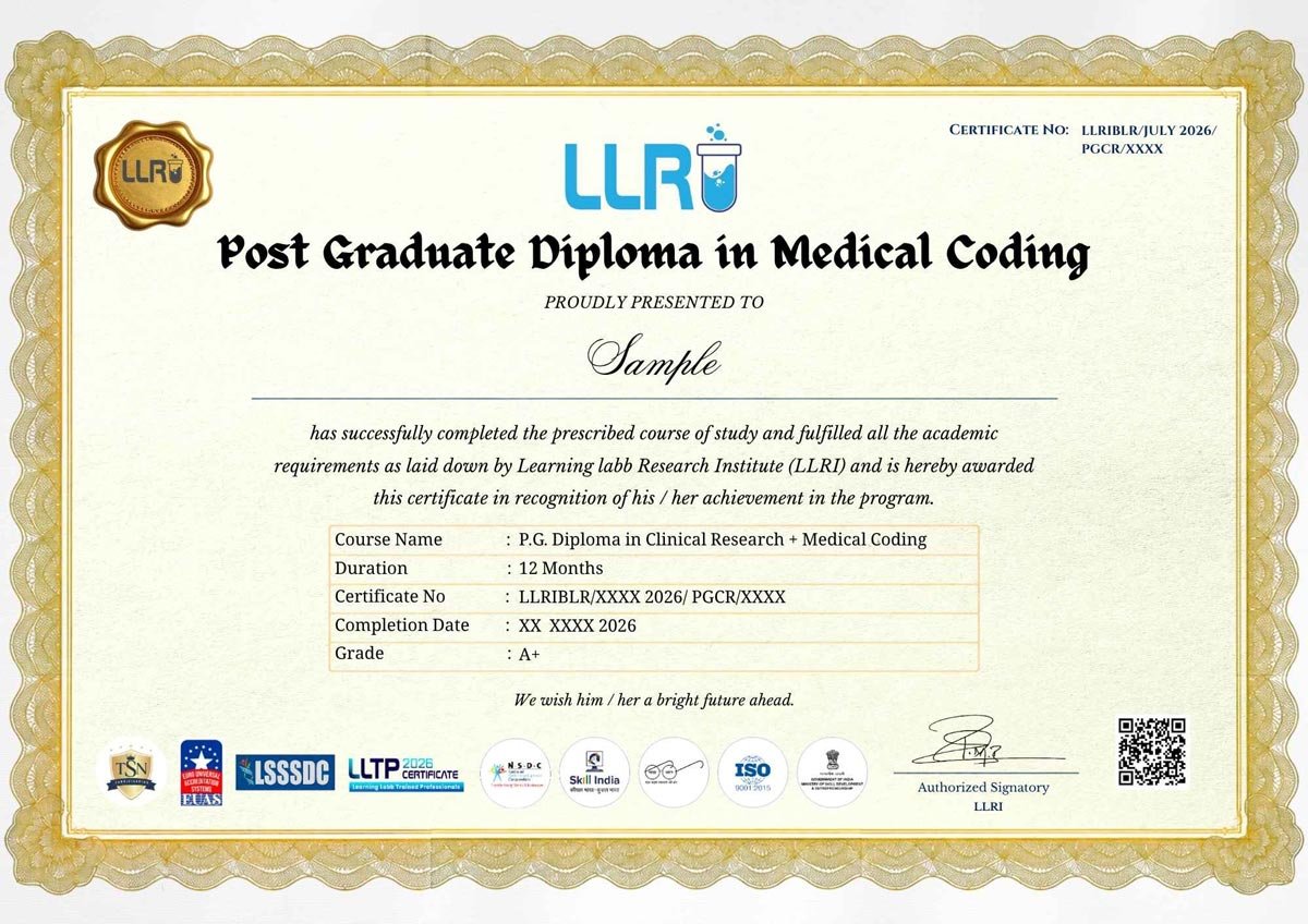 Post graduate diploma in medical coding Certificate at llri